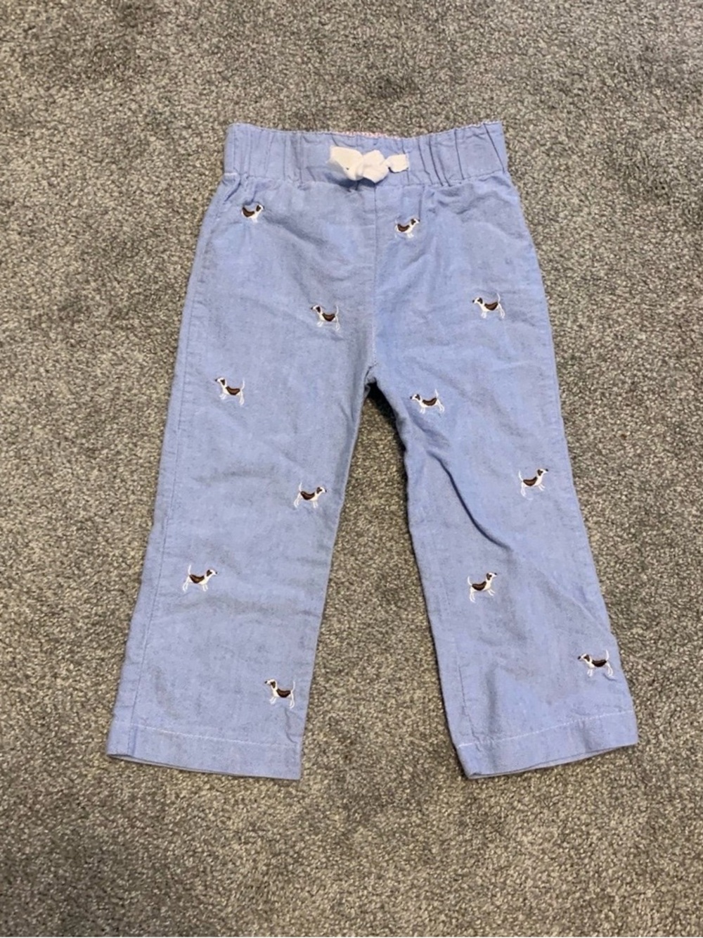 Mud Pie Light Blue Puppy Embroidered Kids Pants